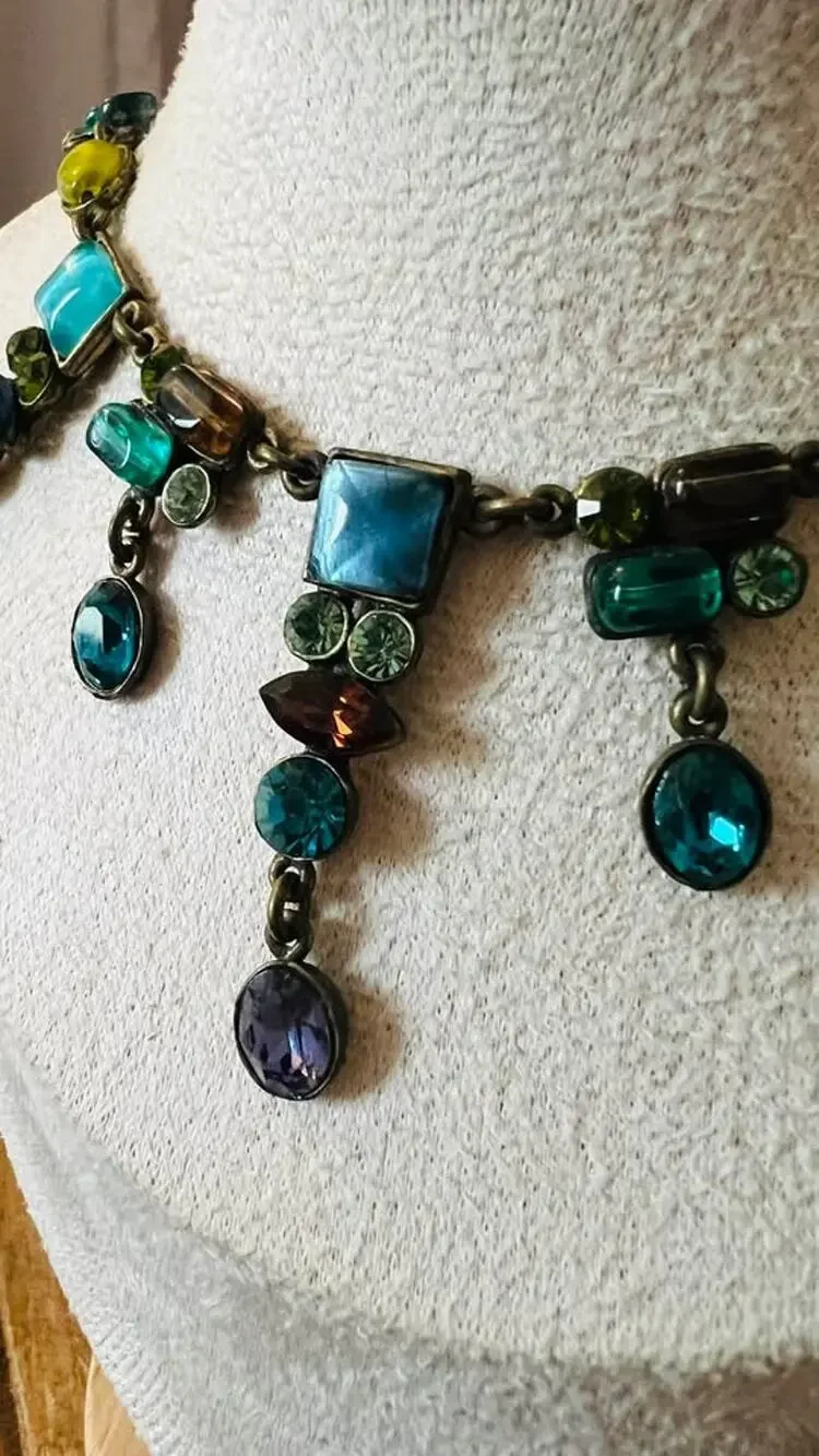 Vintage POGGI PARIS Patrick Battaglia Multicolor Art Glass Necklace